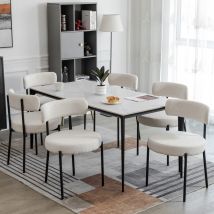 Chaises de salle à manger (ensemble de 6), chaises de salle à manger en tissu, chaises de cuisine rembourrées,Blanc - Dyhome