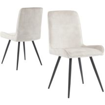 Chaises de salle à manger ergonomiques beiges - Pieds en métal, tissu technique