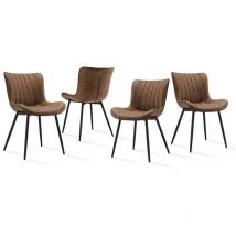 Goeurvant - Chaises de salle à manger ergonomiques pratiques et élégantes avec dossier pour salons, cuisines et chambres - 4 pièces - Marron
