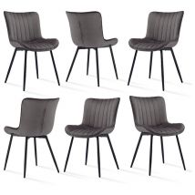 Goeurvant - Chaises de salle à manger ergonomiques pratiques et élégantes avec dossier pour salons, cuisines et chambres - 6 pièces - Gris foncé