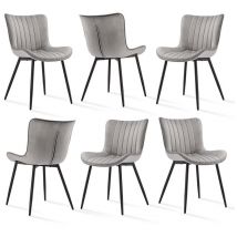 Goeurvant - Chaises de salle à manger ergonomiques pratiques et élégantes avec dossier pour salons, cuisines et chambres - 6 pièces - Gris clair