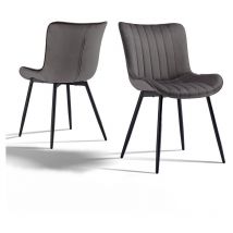 Chaises de salle à manger ergonomiques pratiques et élégantes avec dossier pour salons, cuisines et chambres - 2 pièces - Gris foncé
