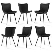 Goeurvant - Chaises de salle à manger ergonomiques pratiques et élégantes avec dossier pour salons, cuisines et chambres - 6 pièces - Noir