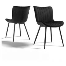Goeurvant - Chaises de salle à manger ergonomiques pratiques et élégantes avec dossier pour salons, cuisines et chambres - 4 pièces - Noir