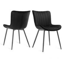 Chaises de salle à manger ergonomiques pratiques et élégantes avec dossier pour salons, cuisines et chambres - 2 pièces - Noir