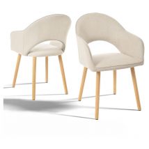 Chaises de Salle à Manger et Fauteuils de Salon Modernes en Forme de Demi-Lune avec Pieds en Bois, Adaptées pour Salle à Manger, Bureau et Salon - 2