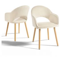 Chaises de Salle à Manger et Fauteuils de Salon Modernes en Forme de Demi-Lune avec Pieds en Bois, Adaptées pour Salle à Manger, Bureau et Salon - 2