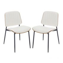 Chaises de Salle à Manger Lot de 2 Chaise Cuisine Cuir pu avec Pied Métal Chaise de Cuisine Moderne avec Dossier Chaise pour Salon Confortable, Blanc