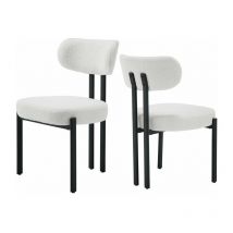 Chaise de Salle à Manger Lot de 2 Chaise Salle a Manger Moderne avec Pied Métal Chaise de Cuisine sans Accoudoirs, Fausse Fourrure, Blanc