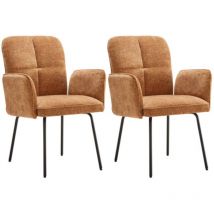 Arturesthome - Chaises de salle à manger marron - Fauteuils de salon avec coussins extra larges et pieds en métal noir-2pièces