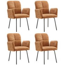 Chaises de salle à manger marron - Fauteuils de salon avec coussins extra larges et pieds en métal noir-4pièces