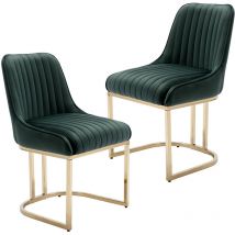 Wahson Office Chairs - Chaises de Salle à Manger Lot de 2 Chaises Salle a Manger en Velours Pieds dorés Chaise Salle à Manger avec Coussin Épais, Vert