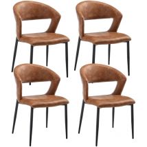 Wahson Office Chairs - Chaises de Salle à Manger Moderne Lot de 4 Chaise Salle a Manger en Cuir pu avec Accoudoirs, Pied Metél, pour Cuisine et