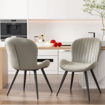 Chaises de salle à manger,lot de 2 Chaises Cuisine Scandinaves ,Chaise Coiffeuse en tissu ,Pied en Métal stable,Gris foncé