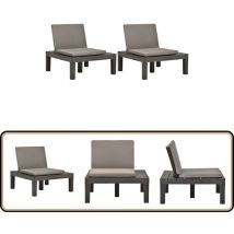 Chaises de salon de jardin et coussins 2pc Plastique Anthracite - Chaise De Jardin - Fauteuil De Jardin - Mobilier De Jardin - Chaises En Plastique