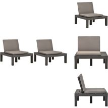 Chaises de salon de jardin et coussins 2pc Plastique Anthracite - Chaise De Jardin - Fauteuil De Jardin - Mobilier De Jardin - Chaises En Plastique