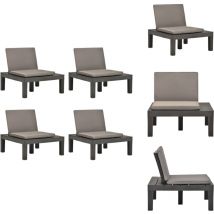 Chaises de salon de jardin et coussins 4pc Plastique Anthracite - Chaise De Jardin - Meubles De Jardin - Mobilier D'extérieur - Chaises En Plastique