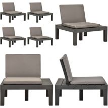 Chaises de salon de jardin et coussins 4pc Plastique Anthracite - Chaise De Jardin - Meubles De Jardin - Mobilier D'extérieur - Chaises En Plastique