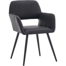Liberté - Lot de 2 Chaises de salle manger en similicuir avec pied en métal et accoudoir, noir