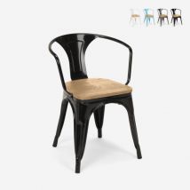 Ahd Amazing Home Design - chaise de cuisine et bar style design industriel avec accoudoirs steel wood arm light - Noir