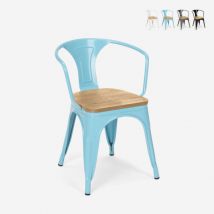 Ahd Amazing Home Design - chaise de cuisine et bar style design industriel avec accoudoirs steel wood arm light - Turquoise