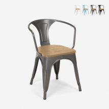 Ahd Amazing Home Design - chaise de cuisine et bar style design industriel avec accoudoirs steel wood arm light - Gris foncé