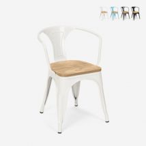 Ahd Amazing Home Design - chaise de cuisine et bar style design industriel avec accoudoirs steel wood arm light - Blanc