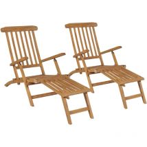 Chaises de terrasse et repose-pied lot de 2 Bois de teck solide