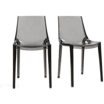 Miliboo - Chaises design empilables gris transparent intérieur - extérieur (lot de 2) yzel