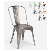Ahd Amazing Home Design - chaise de cuisine design industriel vintage en métal shabby chic style steel old - Silver