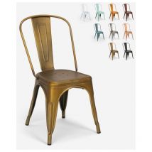 Ahd Amazing Home Design - chaise de cuisine design industriel vintage en métal shabby chic style steel old - Gold