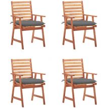 Vidaxl - Lot de 4 Chaises Scandinave - Chaises de salle à manger de jardin avec coussins Acacia massif
