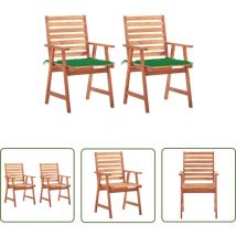 Doc&et² - The Living Store Chaises à manger d'extérieur lot de 2 et coussins Acacia massif - Chaise De Jardin - Meubles De Jardin - Mobilier