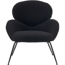 Liberté - Chaises Dressante en velours Teddy avec accoudoirs et pieds en métal, noir