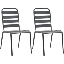 Chaises empilables de d'extérieur lot de 2 Acier Gris