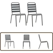 Chaises empilables de d'extérieur lot de 2 Acier Gris - Chaise De Jardin - Chaise Empilable - Mobilier De Jardin - Style Industriel - Chaise En Métal