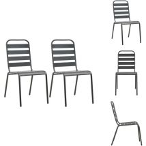 Chaises empilables de d'extérieur lot de 2 Acier Gris - Chaise De Jardin - Chaise Empilable - Mobilier De Jardin - Style Industriel - Chaise En Métal