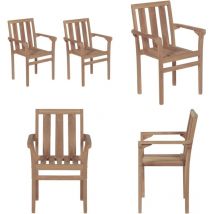 Vidaxl - Chaises empilables de jardin lot de 2 Bois de teck solide - Chaise De Jardin - Chaise Empilable - Mobilier De Jardin - Teck - Chaise