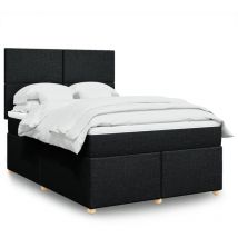 Sommier à lattes de lit avec matelas Noir 140x190 cm Tissu
