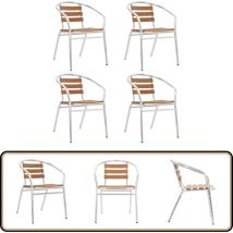Vidaxl - Chaises empilables de jardin lot de 4 Aluminium et wpc Argenté - Chaise De Jardin - Chaise Empilable - Mobilier De Jardin - Fauteuil De