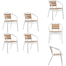 Vidaxl - Chaises empilables de jardin lot de 4 Aluminium et wpc Argenté - Chaise De Jardin - Chaise Empilable - Mobilier De Jardin - Fauteuil De
