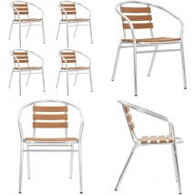 Vidaxl - Chaises empilables de jardin lot de 4 Aluminium et wpc Argenté - Chaise De Jardin - Chaise Empilable - Mobilier De Jardin - Fauteuil De