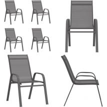 Chaises empilables de jardin lot de 4 Gris Tissu textilène - Chaise De Jardin - Meubles De Jardin - Chaises Empilables - Textile - Design Extérieur