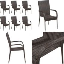 Vidaxl - Chaises empilables d'extérieur lot de 6 Résine tressée Marron - Chaise De Jardin - Meubles De Jardin - Mobilier De Jardin - Chaise Empilable