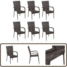 Vidaxl - Chaises empilables d'extérieur lot de 6 Résine tressée Marron - Chaise De Jardin - Meubles De Jardin - Mobilier De Jardin - Chaise Empilable