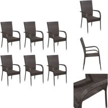 Chaises empilables d'extérieur lot de 6 Résine tressée Marron - Chaise De Jardin - Meubles De Jardin - Mobilier De Jardin - Chaise Empilable - Résine