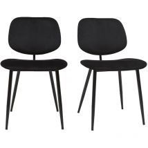 Miliboo - Chaises noires en tissu velours et métal (lot de 2) tobias