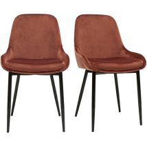 Miliboo - Chaises design en tissu velours rouge tomette et métal noir (lot de 2) holo