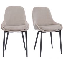 Miliboo - Chaises design en tissu velours taupe et métal noir (lot de 2) holo