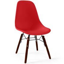 Privatefloor - Chaises Enfant - Design Scandinave - Pieds en Bois Foncé - Skögur Rouge